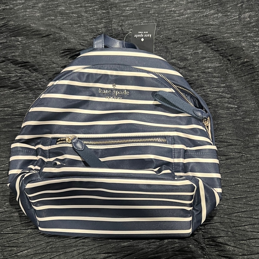 Kate Spade Navy and White Striped Backpack